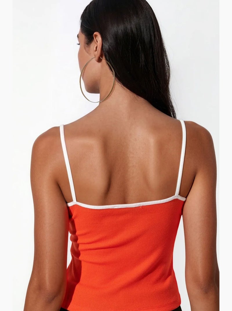 Regata camisola ajustada estampada busem Laranja - Kiabi