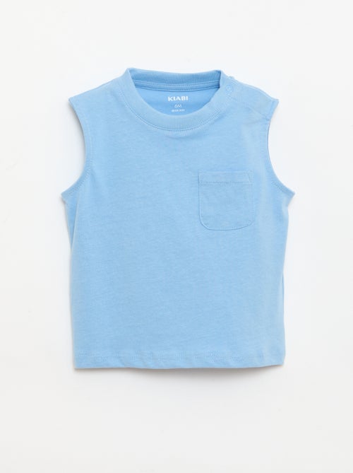 Regata em jersey de algodão com bolso no peito - Kiabi