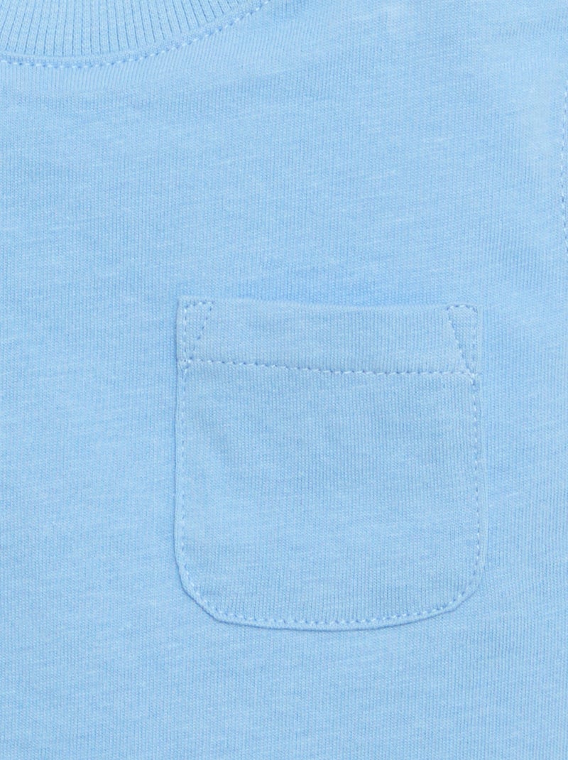 Regata em jersey de algodão com bolso no peito Azul - Kiabi