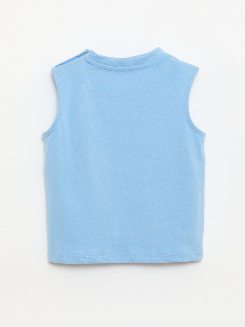 Regata em jersey de algodão com bolso no peito Azul - Kiabi