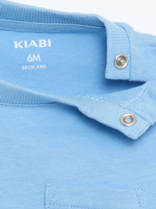 Regata em jersey de algodão com bolso no peito - Kiabi