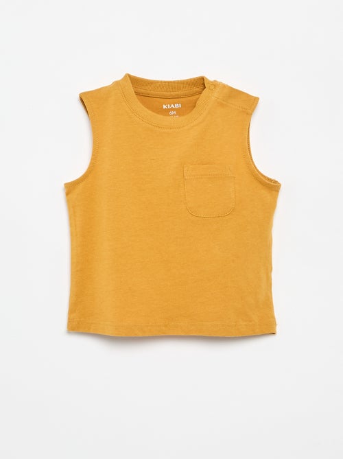 Regata em jersey de algodão com bolso no peito - Kiabi