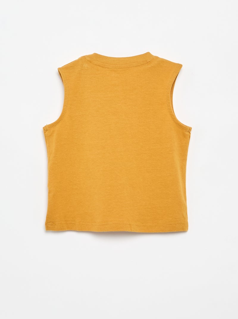 Regata em jersey de algodão com bolso no peito Bege - Kiabi