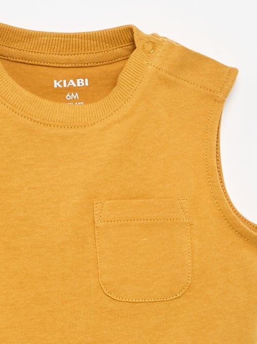 Regata em jersey de algodão com bolso no peito - Kiabi