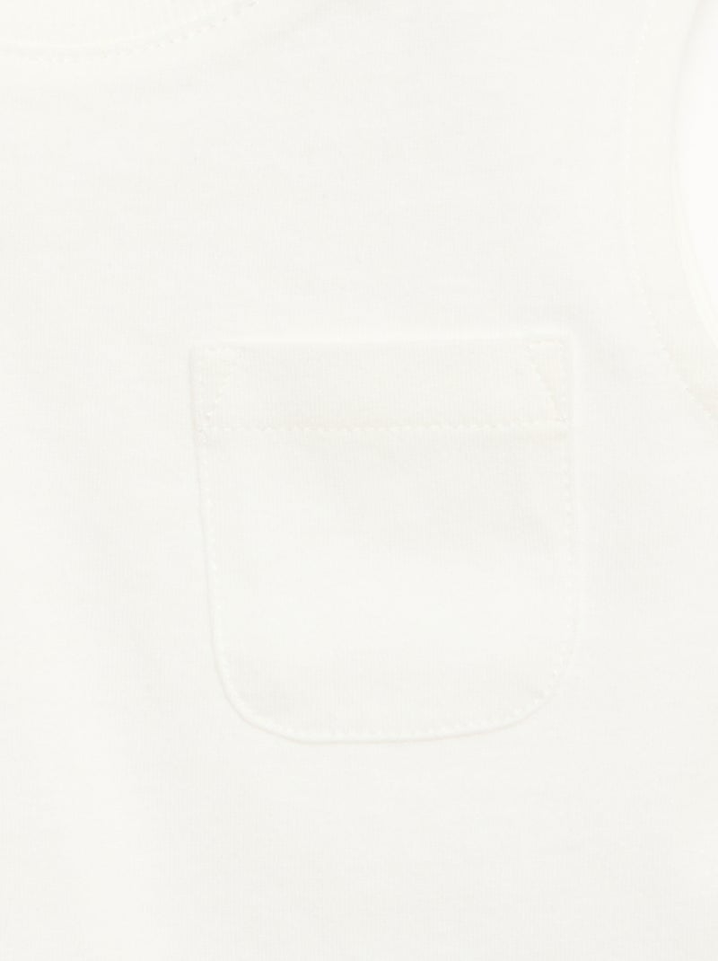 Regata em jersey de algodão com bolso no peito Branco - Kiabi