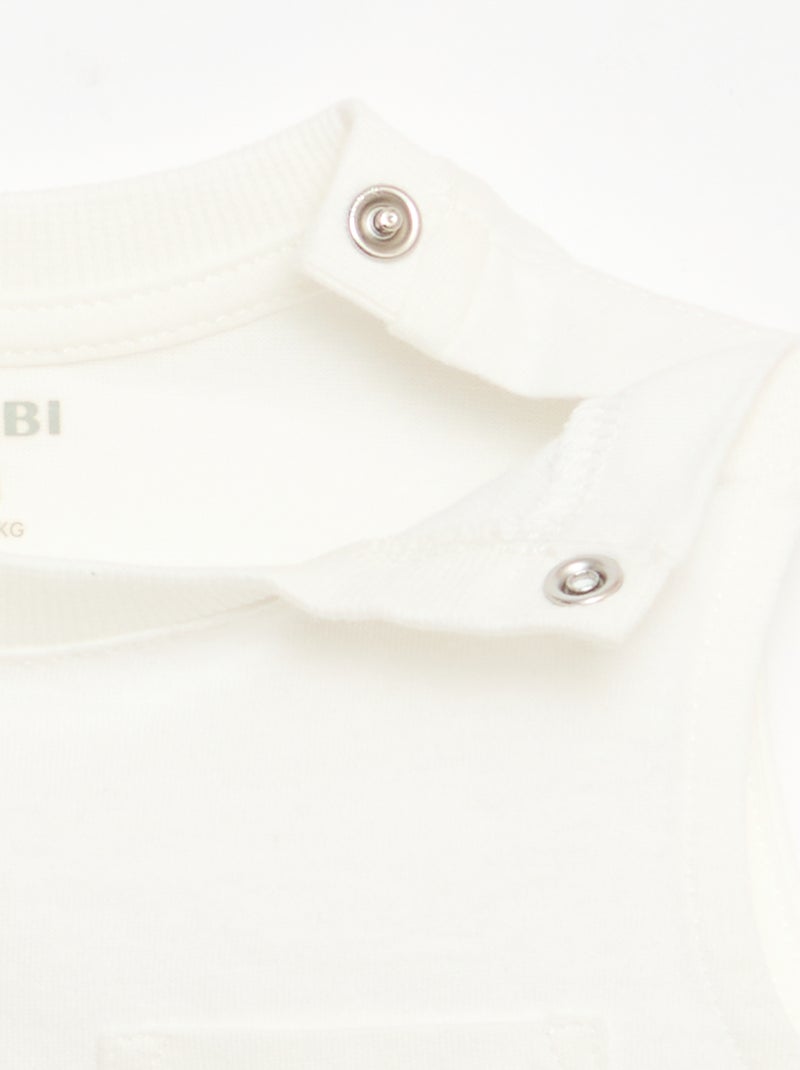 Regata em jersey de algodão com bolso no peito Branco - Kiabi