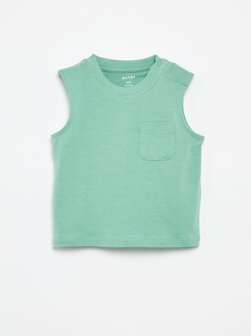 Regata em jersey de algodão com bolso no peito - Kiabi