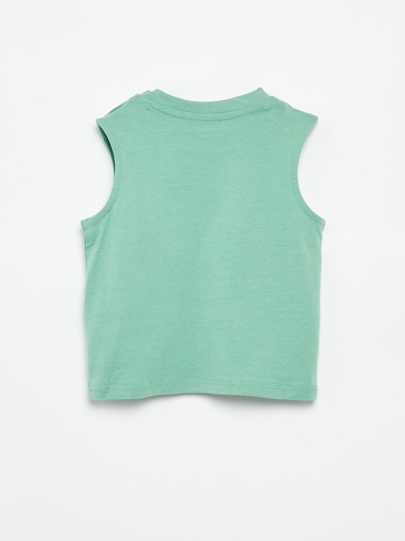 Regata em jersey de algodão com bolso no peito Verde - Kiabi