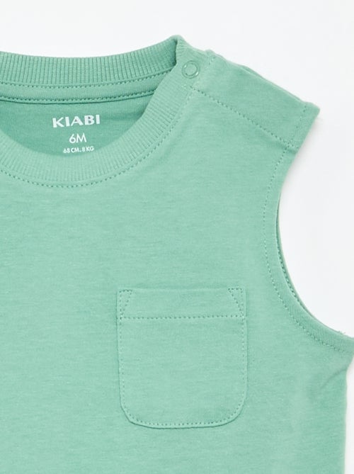 Regata em jersey de algodão com bolso no peito - Kiabi