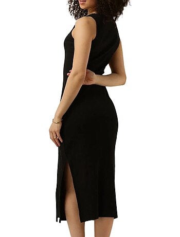 Robe Comprida Preta Calvin Klein Jeans com Costuras para Mulher
