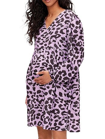 Robe de Amamentação Mamalicious Tess para Mulher, Preto/Roxo