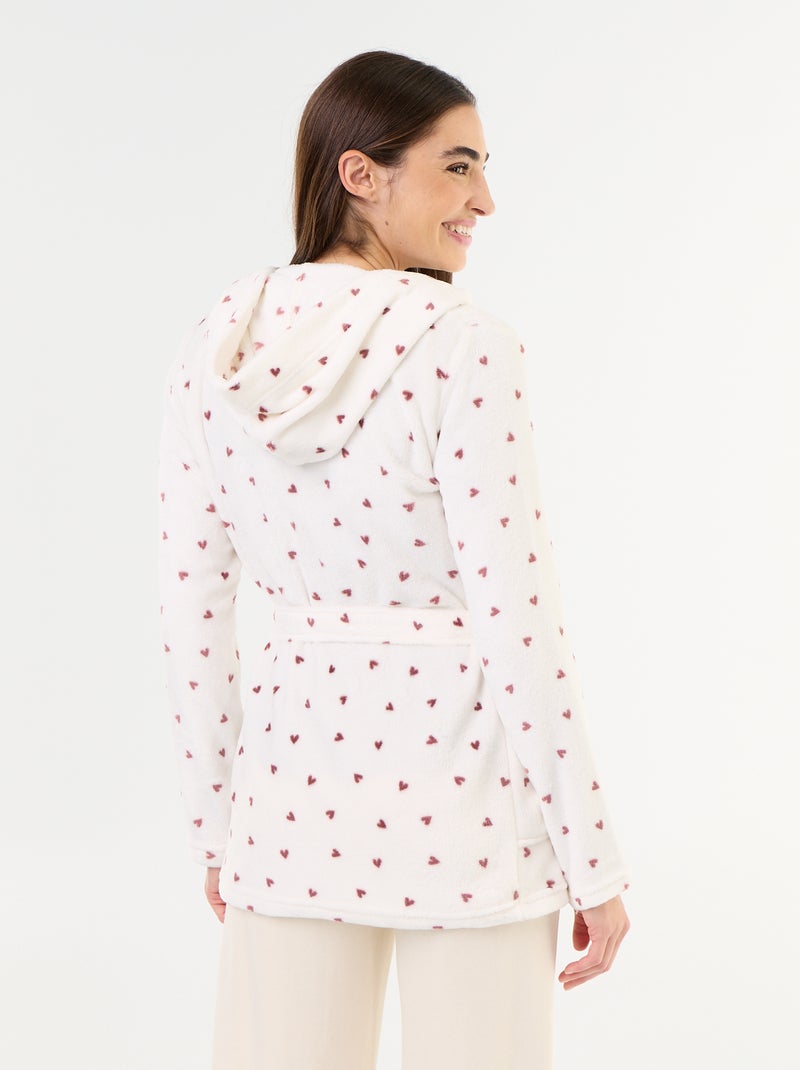 Robe de banho com capuz e bolsos Branco - Kiabi