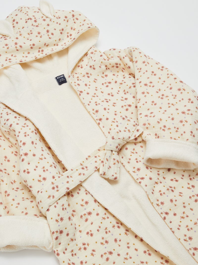Robe de banho em felpa e gaze de algodão - Kiabi Home BRANCO - Kiabi