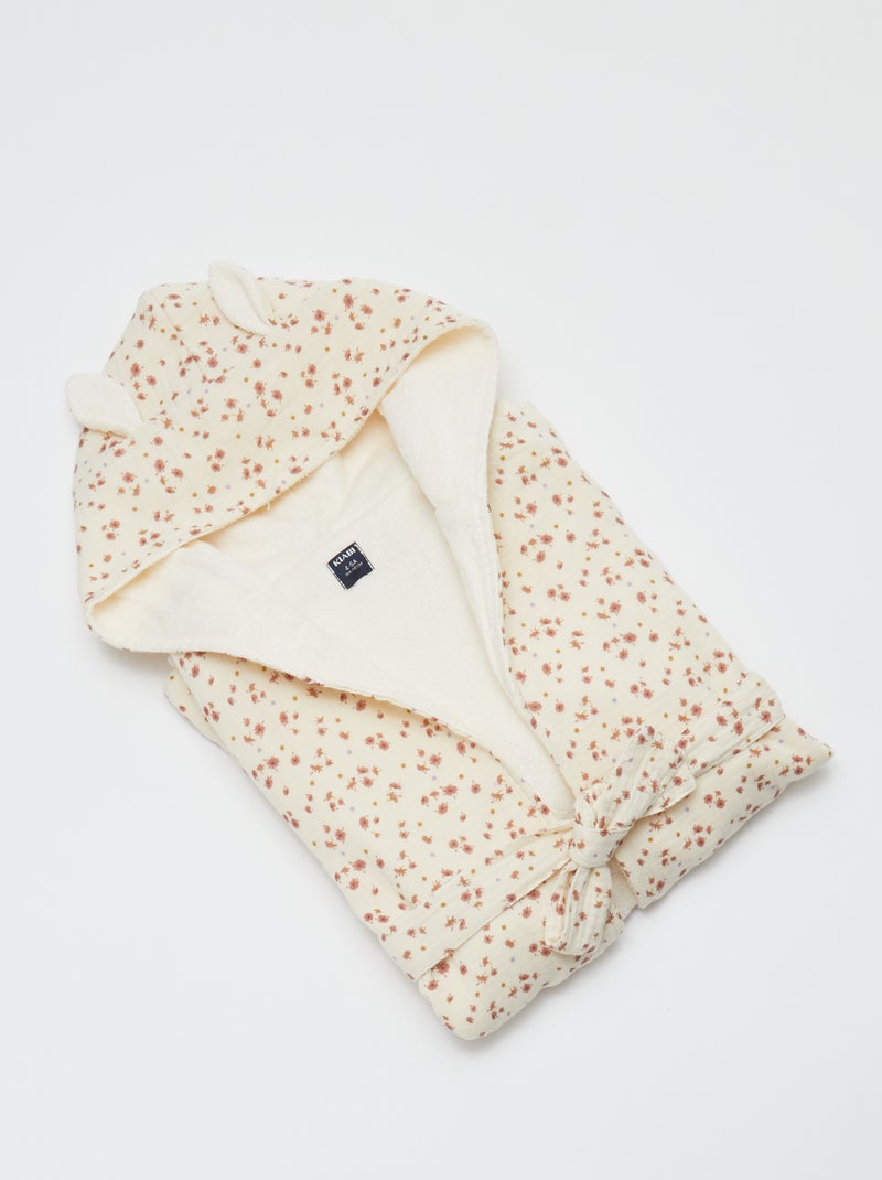Robe de banho em felpa e gaze de algodão - Kiabi Home BRANCO - Kiabi