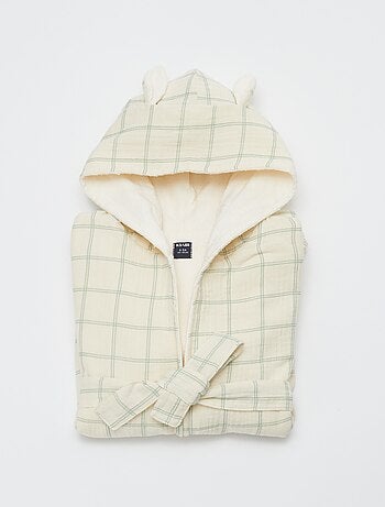 Robe de banho em felpo e gaze de algodão - Kiabi Home