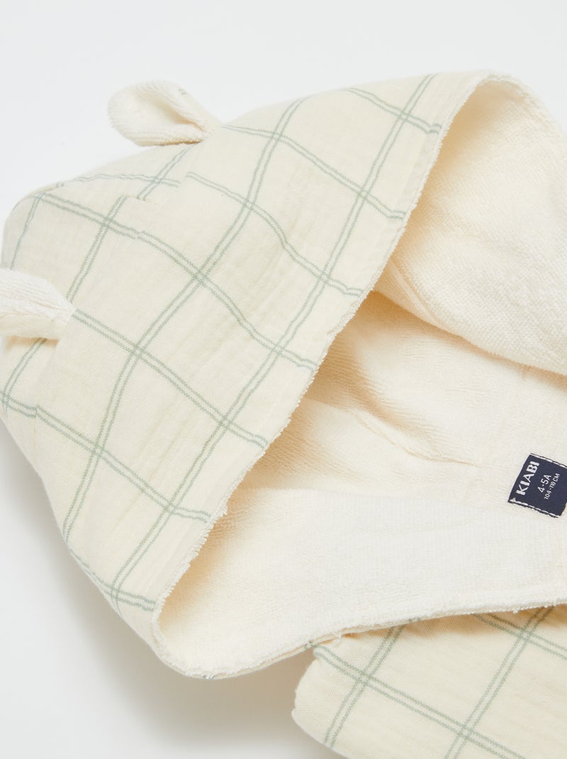 Robe de banho em felpo e gaze de algodão - Kiabi Home BEGE - Kiabi