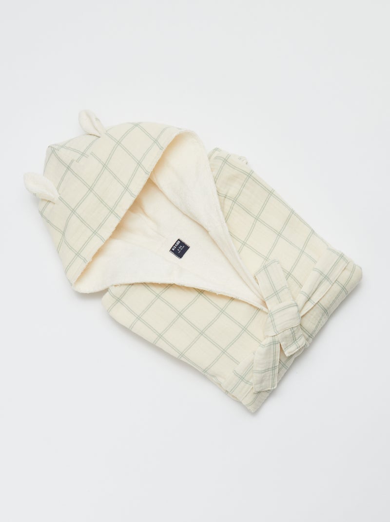 Robe de banho em felpo e gaze de algodão - Kiabi Home BEGE - Kiabi