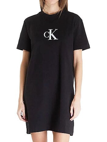 Robe de Cetim Preta Calvin Klein Jeans para Mulher