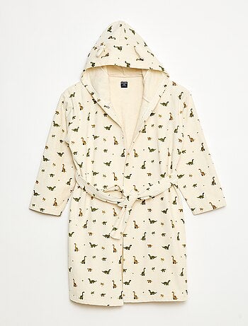 Robe de Chambre com Estampado em Algodão Felpudo