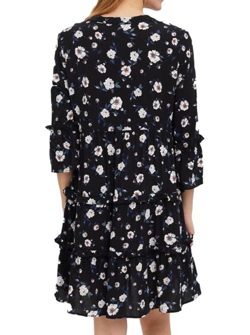 Robe de Mulher Vero Moda Easy Preta com Padrão Floral - Kiabi