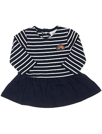 Robe de praia para menina rulipe "elle est ou la mer" azul marinho/branco