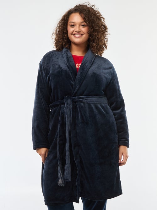 Robe de quarto lisa em malha polar - Kiabi