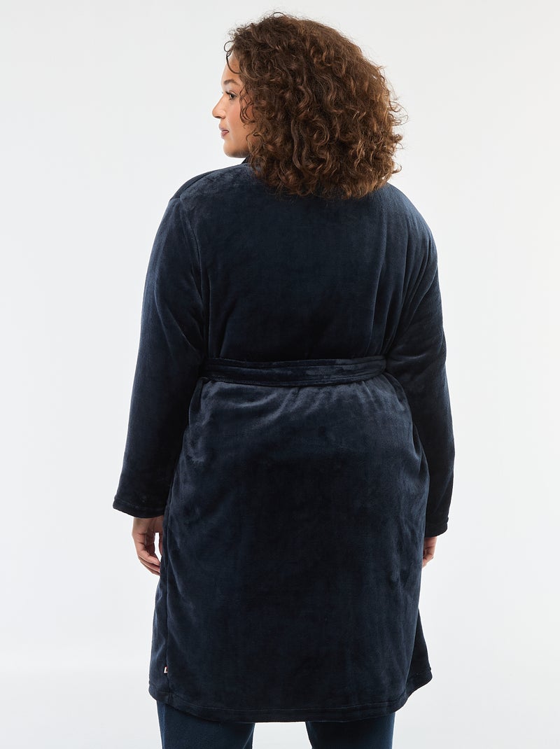 Robe de quarto lisa em malha polar Azul - Kiabi