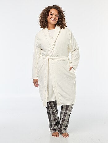Robe de quarto lisa em malha polar
