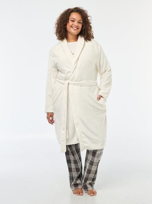 Robe de quarto lisa em malha polar - Kiabi