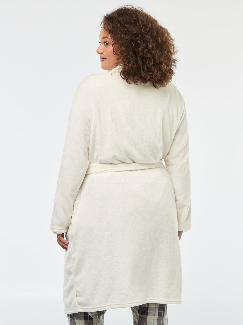 Robe de quarto lisa em malha polar Branco - Kiabi