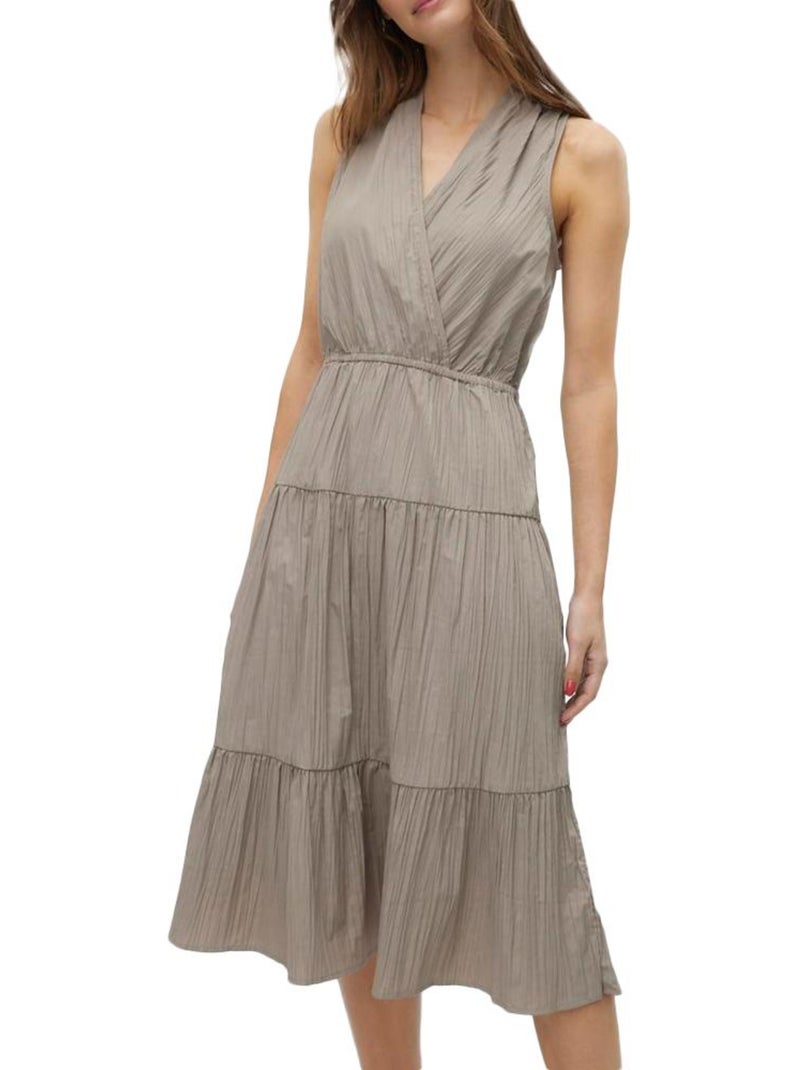 Robe Midi Castanha de Mulher Vero Moda Castanho-capuccino - Kiabi