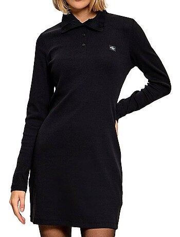Robe preta calvin klein jeans com etiqueta tecida para mulher