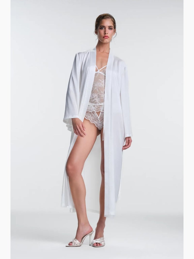 Robe scarlett em renda de manga comprida penti Branco sujo - Kiabi