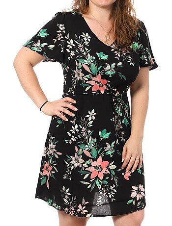 Roupão feminino vero moda curve easy com padrões bege/rosa