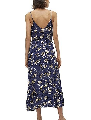 Robe vero moda easy joy com padrões marinho/amarelo para mulher