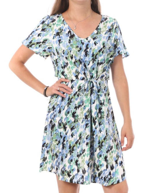 Robe Vero Moda Easy para Mulher com Padrões Branco/Azul - Kiabi Robe Vero Moda Easy para Mulher com Padrões Branco/Azul - Kiabi