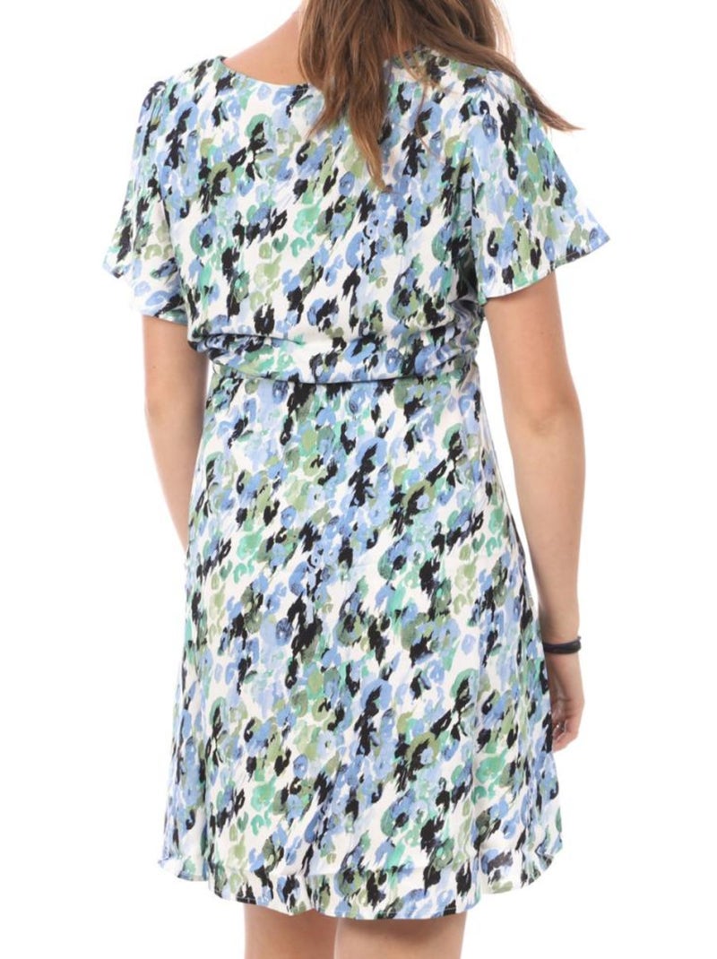 Robe Vero Moda Easy para Mulher com Padrões Branco/Azul Branco - Kiabi