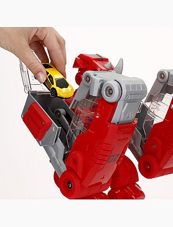 Robô lançador de carros teamsterz com luzes, sons e carro de metal