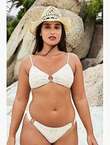 Rosaldi crochetta hot top de biquíni com padrão vazado penti