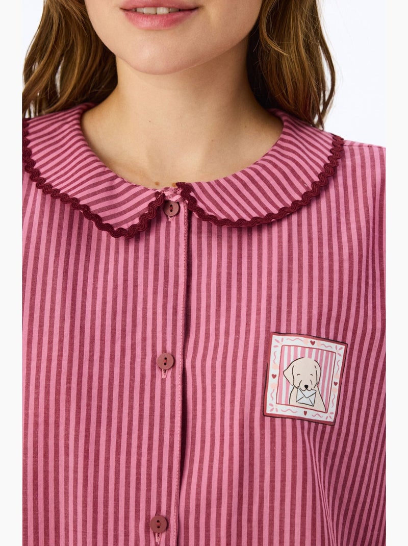 Rosy conjunto de pijama com camisa de manga comprida e calça penti Rosa velho - Kiabi
