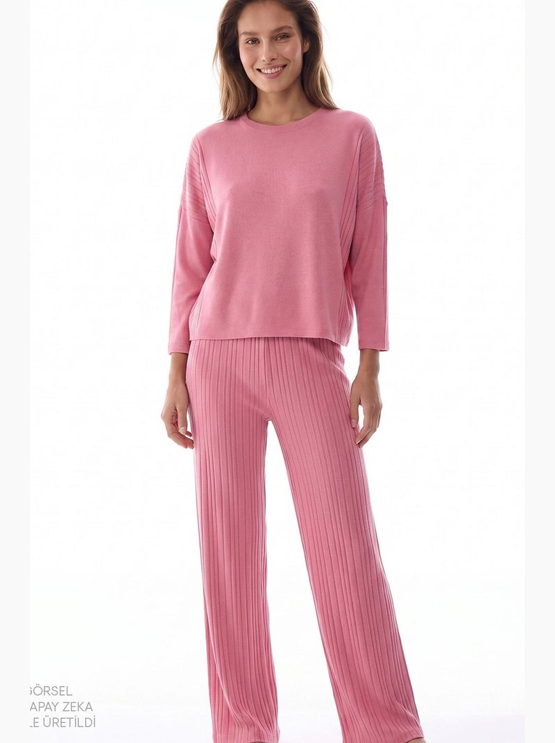 Rosy conjunto de pijama com manga comprida e calças penti Rosa velho - Kiabi