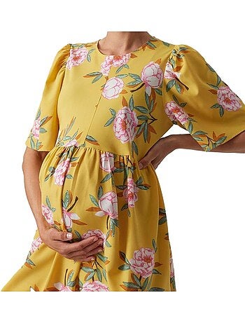 Roupão de Banho Amarelo para Mulher Mamalicious Palma