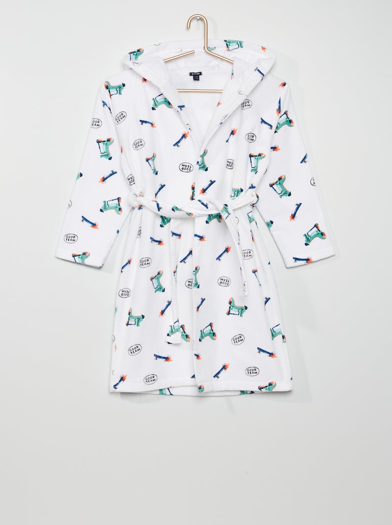 Roupão de banho com estampado 'crocodilos' BRANCO - Kiabi