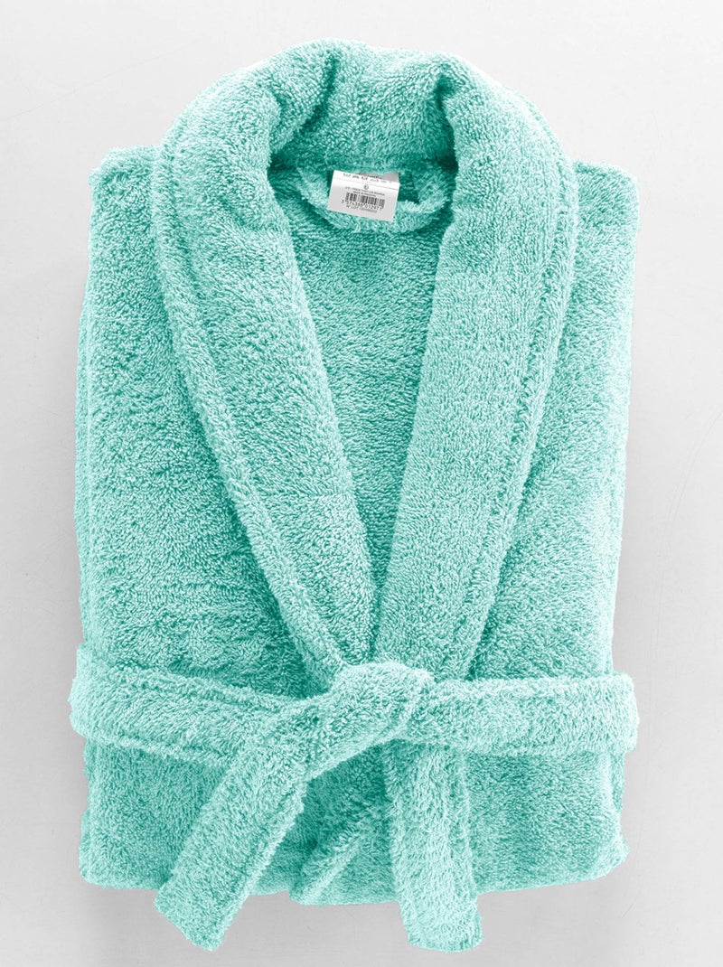 Roupão de banho com gola xaile simples Azul-celadon - Kiabi