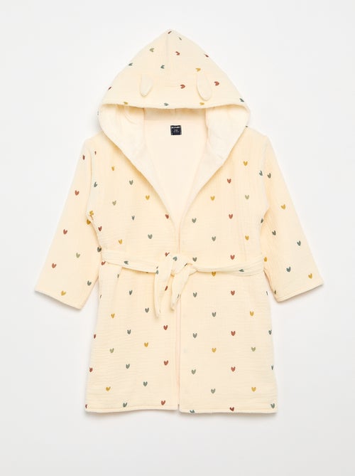 Roupão de banho em felpa e gaze de algodão - Kiabi Home - Kiabi