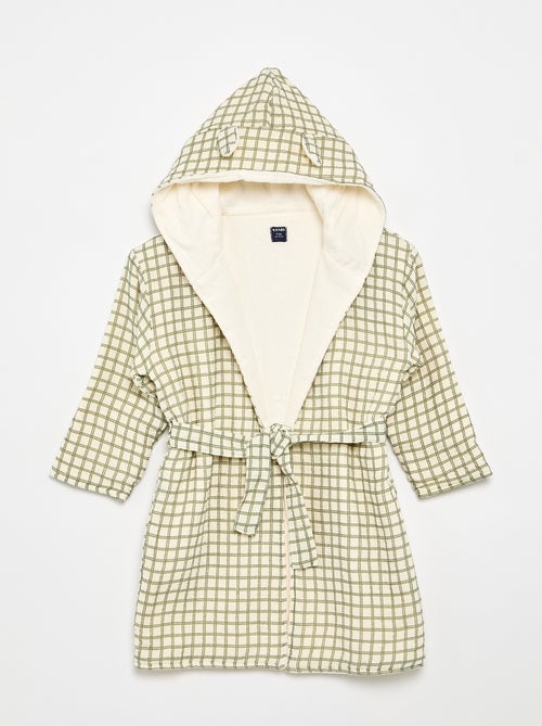 Roupão de banho em felpa e gaze de algodão - Kiabi Home - Kiabi