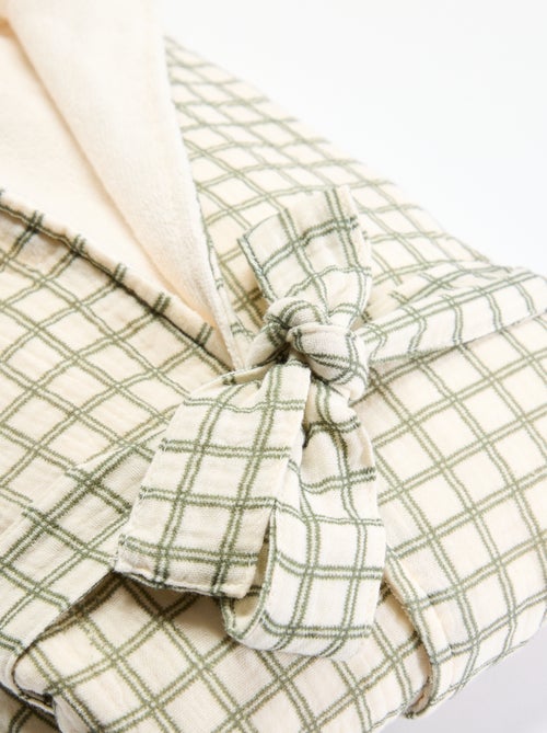 Roupão de banho em felpa e gaze de algodão - Kiabi Home - Kiabi