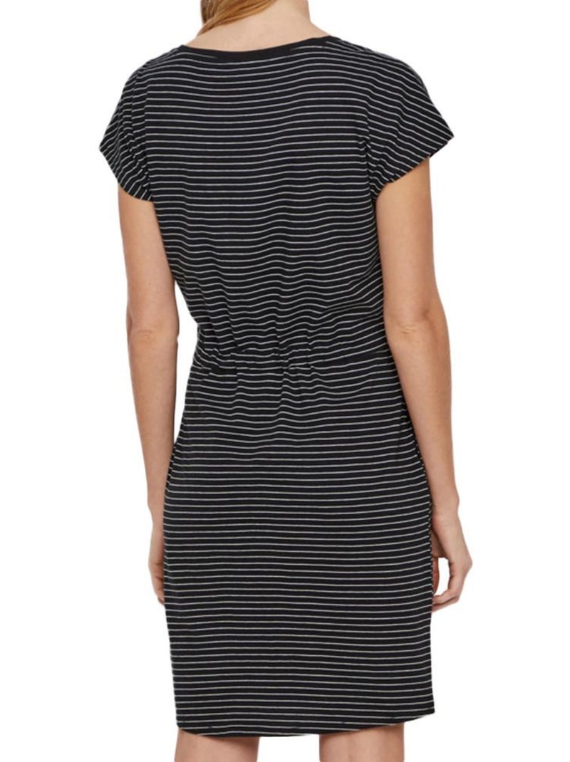 Roupão de Banho Feminino Vero Moda Mapril às Riscas Preto Preto Branco - Kiabi