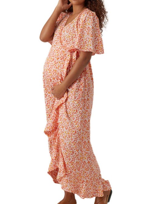 Roupão de Maternidade Vero Moda Henna Laranja/Branco para Mulher - Kiabi Roupão de Maternidade Vero Moda Henna Laranja/Branco para Mulher - Kiabi