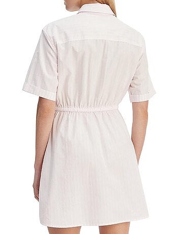 Roupão de Mulher Tommy Hilfiger às Riscas Rosa e Branco